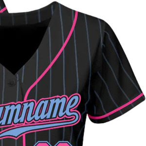 Black Light Blue Pinstripe Pink Light Blue Baseball Jersey for Men Button Down Team Uniform Breathable Lightweight <b>Athletic</b> - Product Image 4