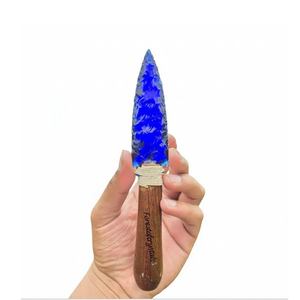 Cuchillo de cristal con mango de obsidiana azul de alta calidad, hoja tallada a mano con punta de flecha, decoración espiritual, decoración para brujas, venta al por mayor - Product Image 6