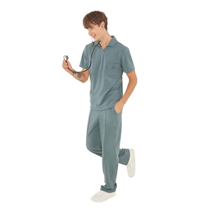 OEM ODM Nursing Staff Suit Medical <b>Scrubs</b> Set With Cargo Pockets And Button Unisex Healthcare Pharmacy Medical Uniform - Product Image 2