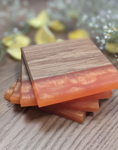 Posavasos promocional, lo último en posavasos de madera y resina de nogal, alfombrilla/almohadilla de resina de madera epoxi cuadrada y redonda personalizable - Product Image 4