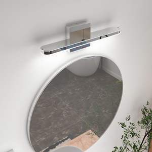 Applique murale de salle de bain moderne à LED de 16 pouces en chrome et fer, luminaire de salle de bain à intensité variable, applique de miroir, 8W, intérieur, 6000K, chambre à coucher, salon - Product Image 2