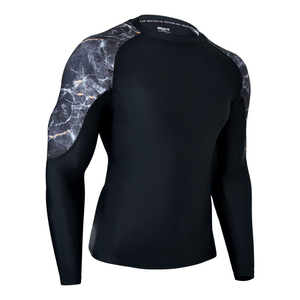 Maillot de bain à manches longues pour homme, compression, noir et gris imprimé, séchage rapide, UPF50+, respirant, pour adulte - Product Image 3