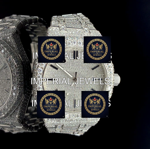 Reloj de Lujo con Incrustaciones de Moissanita Imperial Jewels, Estilo Deportivo Antiguo, Movimiento de Cuarzo, Acero Inoxidable, GPS, Fecha Automática, Unisex, Edición Limitada - Product Image 1