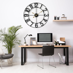 Large Black Metal <b>Wall</b> <b>Clock</b> Battery Powered Modern Decorative <b>Clock</b> for Home Office <b>Living</b> <b>Room</b> - Product Image 3