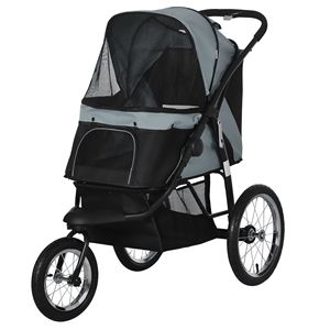 Passeggino per Animali Domestici a 3 Ruote Regolabile Grigio per Cani di Piccola e Media Taglia con Cintura di Sicurezza e Cestino Portaoggetti per Trasportare il Tuo Amico Peloso! - Product Image 1
