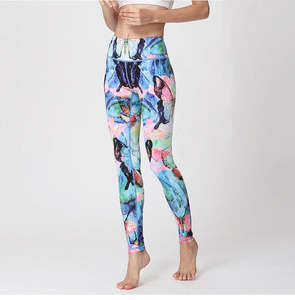 Leggings Deportivos de Cintura Alta con Franjas Sublimadas para Mujer, Venta al Por Mayor, Logotipo Personalizado Disponible, OEM - Product Image 5