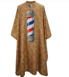 Bata de Barbero Impermeable de Poliéster Estilo Barberpole Tan con Detección de Agujas y Fusión sin Costuras Unisex - Product Image 1