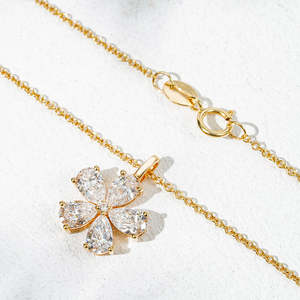 Collar con Colgante de Diamante en Forma de Flor Marquise, Plata de Ley, Claridad VVS VS, Diamante Cultivado en Laboratorio, Calidad IGI, Cadena de Regalo, Joyería - Product Image 6