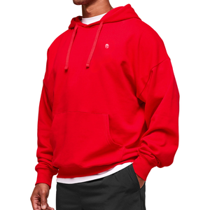 Sudadera con Capucha Roja Extra Grande para Hombre, Sudadera de Felpa Gruesa, Corte Holgado, Estilo Casual Urbano - Product Image 3