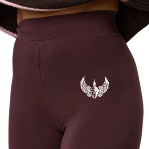 Burgundy Jersey Legging Women High Rise Stretch Workout <b>Tights</b> Soft Touch Fitness Yoga Pants Athletic Everyday Wear - Product Image 4