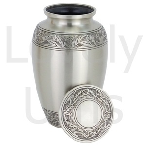 Urna Clásica de Latón Grabada con Laurel y Hojas, Urna para Cenizas de Adultos, Diseño Tradicional, Recuerdo Conmemorativo, Funeral, Entierro - Product Image 3