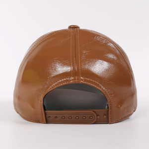 Factory Custom Logo Design High Quality Solid <b>Plain</b> Blank 6 Panel PU Leather Hat Baseball <b>Cap</b> - Product Image 5