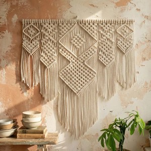 Tapiz de Macramé Bohemio en Oferta, Diseño Abstracto con Patrones Geométricos, Decoración de Pared de Algodón para el Hogar, Arte para Sala de Estar, OEM/ODM - Product Image 5