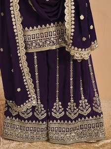 Jaring gaya pakaian etnik India dengan kerja bordir ans urutan bekerja Salwar Kameez untuk wanita pernikahan dan Festival - Product Image 5