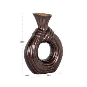 Jarrón de Mesa de Bronce Contemporáneo de Lujo, Hecho a Mano, Forma Ovalada, 25 cm de Altura, Pieza de Arte Decorativa - Product Image 1
