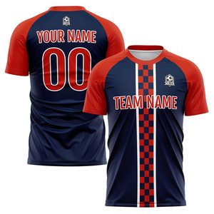 เสื้อฟุตบอลแบบกำหนดเองสำหรับผู้ชาย แขนสั้น พิมพ์ลายแบบซับลิเมชั่น ระบายเหงื่อได้ดี 100% โพลีเอสเตอร์ พร้อมชื่อทีมและหมายเลข คอเสื้อแบบคอกลม สำหรับผู้ใหญ่ - Product Image 1