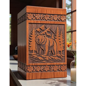Luxury Wooden Urn Box with Polished Surface Premium Hardwood Cremation Urn for Ashes by AYAANS - Product Image 1