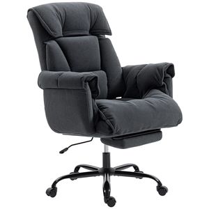 Chaise de bureau à dossier haut gris foncé, chaise de direction inclinable avec repose-pieds, mousse haute résilience, roulettes pour usage domestique - Product Image 1