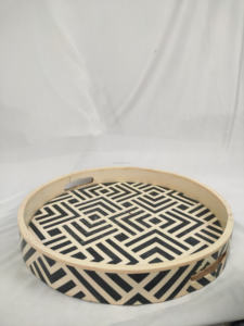 ถาดเสิร์ฟไม้สี่เหลี่ยมลายดอกไม้สไตล์โมเดิร์นประดับลายกระดูกงู สำหรับของขวัญขนมหวานคริสต์มาส ของตกแต่งบ้าน ลดราคาจากโรงงาน - Product Image 2