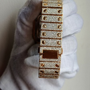 Reloj de Moda Hip Hop Personalizado con Moissanita VVS, Chapado en Oro Amarillo, Correa Cuadrada, Esfera de 41mm, Totalmente Adornado con Piedras, Pasa Prueba de Diamante - Product Image 4