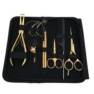 Kit de Herramientas para Extensiones de Cabello Doradas con Alicates para Quitar Microlink, Herramienta de Gancho, Enhebrador de Alambre, Peine de Cola, Agujas y Tijeras de Barbero - Product Image 1