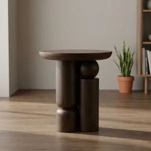 Table d'appoint en bois minimaliste moderne, meubles de salon faits à la main - Product Image 1