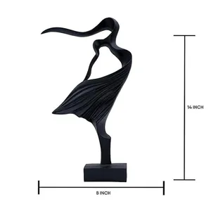 Sculpture de danseuse abstraite en résine noire mate, modelée à la main, décoration moderne pour la maison - Product Image 3
