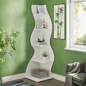Wall <b>Corner</b> Bookshelf Practical and Space-Saving Bookcase for Home or Office Use - Product Image 4
