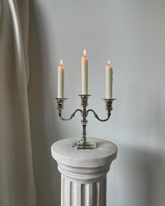Three-Arm Candelabra with Tapered White <b>Candles</b> Decorative <b>Candle</b> Holder for Home Decoration - Product Image 4