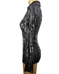 Chemise de spectacle western noire à sequins avec col en strass pour style Rodeo - Product Image 4