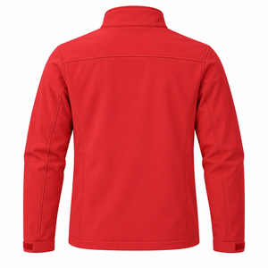 Men's <b>Red</b> Fleece <b>Jacket</b> <b>Waterproof</b> Hooded Stand Collar Zipper Front Quick Dry 220g Casual Winter Outerwear - Product Image 2