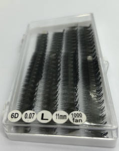 Ventes en gros de plateaux de cils ultra-rapides, cils volumineux à éventail rapide, cils en cachemire noir mat, doux, PBT 0,03 0,05 0,07, extensions faciles à éventailer - Product Image 2