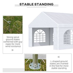 Carpa Blanca para Fiestas de 16 Pies x 13 Pies con Puertas Dobles, Cuatro Ventanas Laterales para Bodas, Estructura de Acero para Fiestas y Eventos - Product Image 6