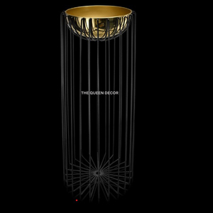 Macetero Decorativo Moderno de Acero Inoxidable, Forma Redonda, Acabado Dorado y Negro, para Hogar y Jardín - Product Image 1