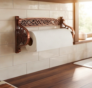Handcrafted Copper Wall Mounted <b>Paper</b> Towel Stand Perfect For <b>Kitchen</b> Counter Dining Use Bathroom And Sink Area Wall Use - Product Image 5