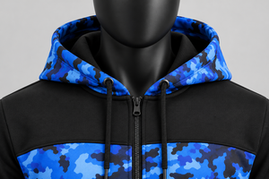 Blue Black <b>Camouflage</b> <b>Tracksuit</b> Set Zip Up Hoodie Jogger Pants Breathable Quick Dry Casual Sportswear - Product Image 5