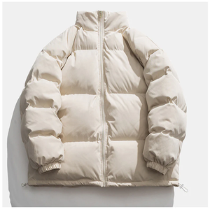 Men's <b>Green</b> Puffer Jacket Windproof Casual Winter Coat Stand Collar Zipper Closure Thick Padding Solid Color Regular Fit - Product Image 6
