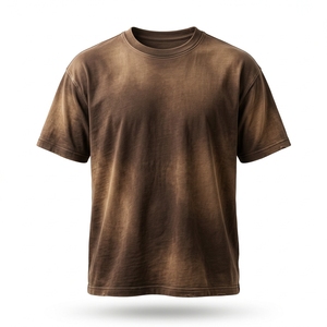 เสื้อยืดโอเวอร์ไซส์ผ้าคอตตอนเจอร์ซีย์ปักลาย 3 มิติ แบบแอซิดวอช สตรีทแวร์ สำหรับผู้ชาย พร้อมโลโก้ด้านหน้า รับผลิตแบบ OEM และ Private Label - Product Image 1