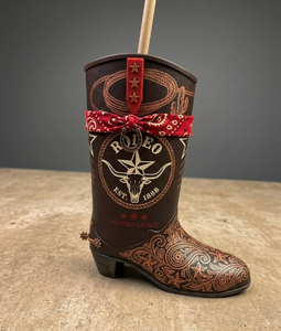 Gobelet de fête en plastique Western Boot Cup Legends avec motif bleu et paille pour les célébrations d'anniversaire - Product Image 4