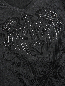 Camiseta de Mujer con Pedrería, Diseño Personalizado, Corte Ajustado, Camisetas con Pedrería para Mujer, Ropa Casual de Alto Rendimiento - Product Image 4