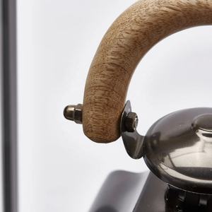 Wholesale Modern Simplicity Home Decorations <b>Black</b> Glossy Metal <b>Candle</b> <b>Lanterns</b> <b>with</b> Premium Wooden Handle - Product Image 3