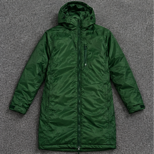 <b>Men</b> <b>Long</b> Hooded Puffer Jacket Waterproof Solid Green Polyester Winter <b>Coat</b> Casual Style Zipper Closure Thick Insulated Outerwe - Product Image 1