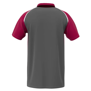 Polo à manches courtes pour homme, gris et rouge, à blocs de couleur, séchage rapide, tricoté, décontracté, vêtements de sport - Product Image 2