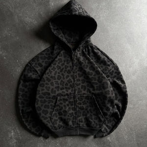 Sweat à capuche zippé OEM personnalisé, coupe ample, style streetwear, en molleton bouclette 100% coton, vintage, manches longues, pour l'hiver - Product Image 5