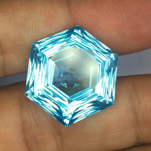 Topacio azul natural, corte hexagonal elegante, calidad AAA con brillo AAA, perfecto para pulir, a precio económico. - Product Image 4