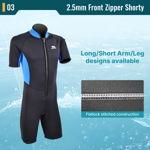 Combinaison de plongée courte en néoprène 2,5 mm personnalisée pour homme avec fermeture éclair frontale – Modèle OEM/ODM économique, conception haute flexibilité - Product Image 4