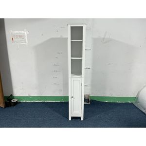 Mobiletto da Bagno Autoportante Alto 170 cm con 1 Anta, Scomparti Aperti Anti-Ribaltamento e Ripiani Regolabili, Ideale anche per la Cucina - Product Image 3