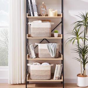 Cotton Rope Cube <b>Storage</b> <b>Basket</b> Decorative Woven Shelf Organizer for Closet Nursery Home <b>Storage</b> <b>Soft</b> Durable Fabric Bin - Product Image 6