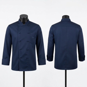 Chaqueta de Chef para Hombre, Premium, de Algodón y Poliéster, 200 GSM, Azul Marino, Doble Botonadura, Manga Larga, con Logotipo Bordado Personalizado - Product Image 1
