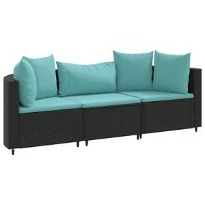 Ensemble de 3 canapés de patio noirs et bleu aqua pour la détente en plein air - Product Image 2